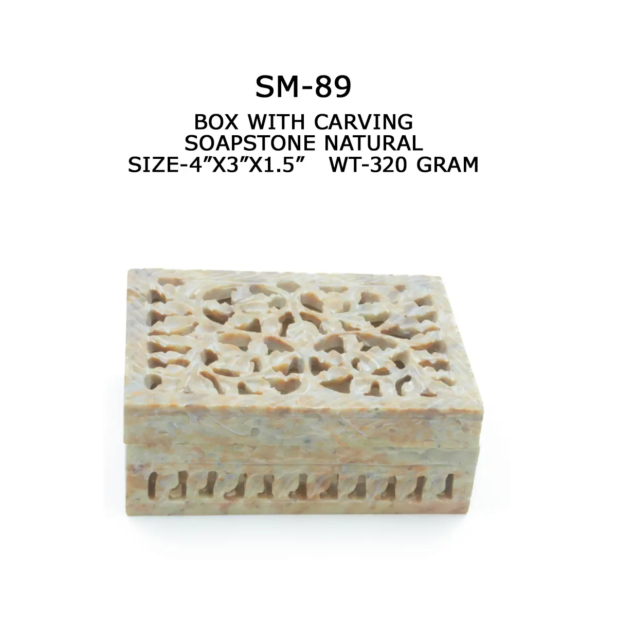 BOx WITH CARVING SOAPSTONE NATURAL